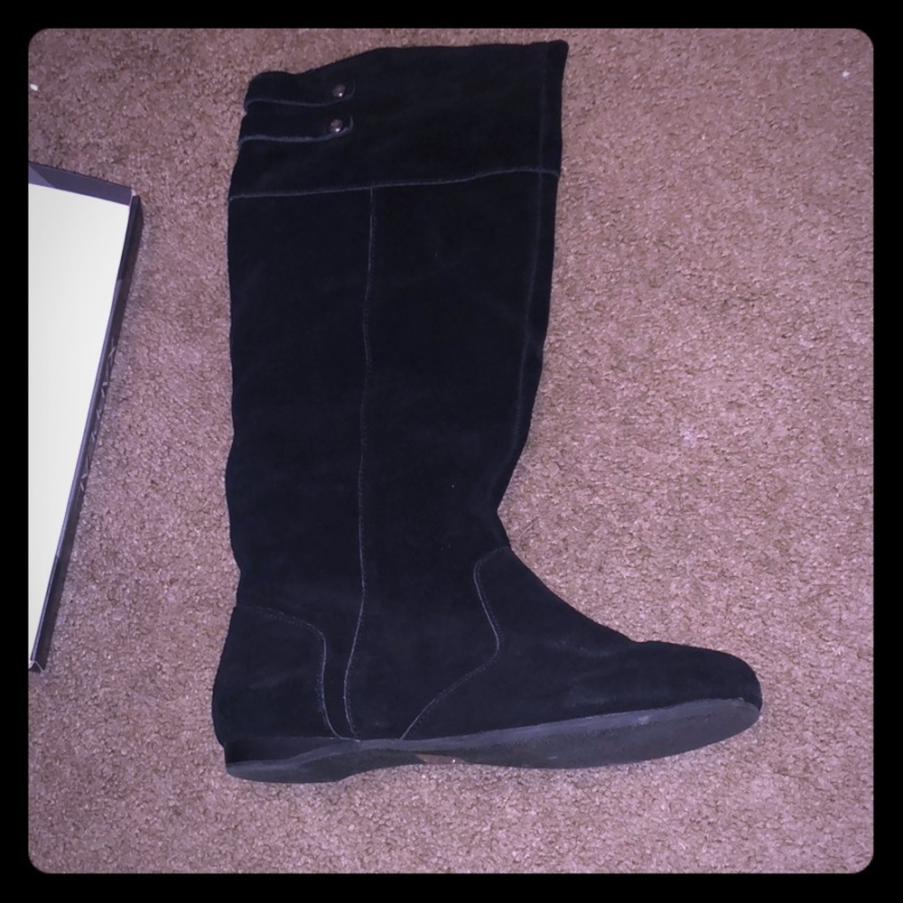 Black velvet long boots